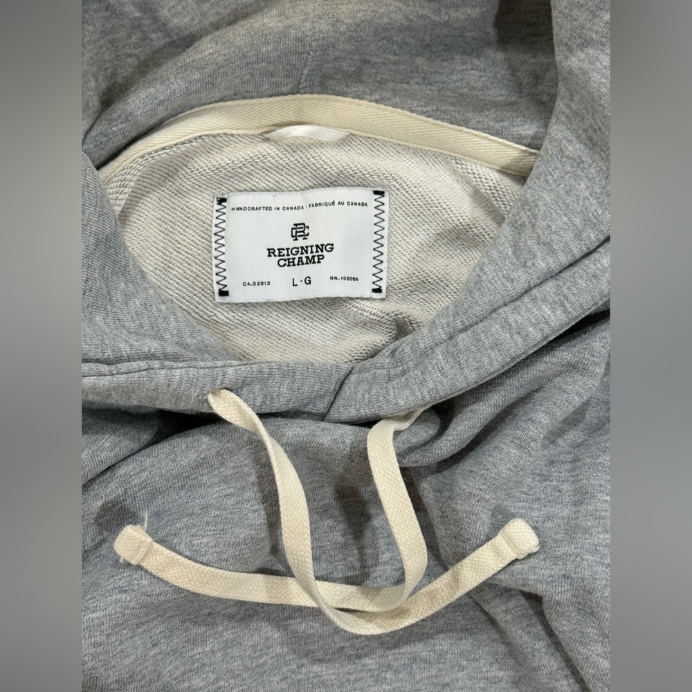 Reigning Champ Mens Heather Gray Pullover Hoodie Size L - Picture 6 of 6